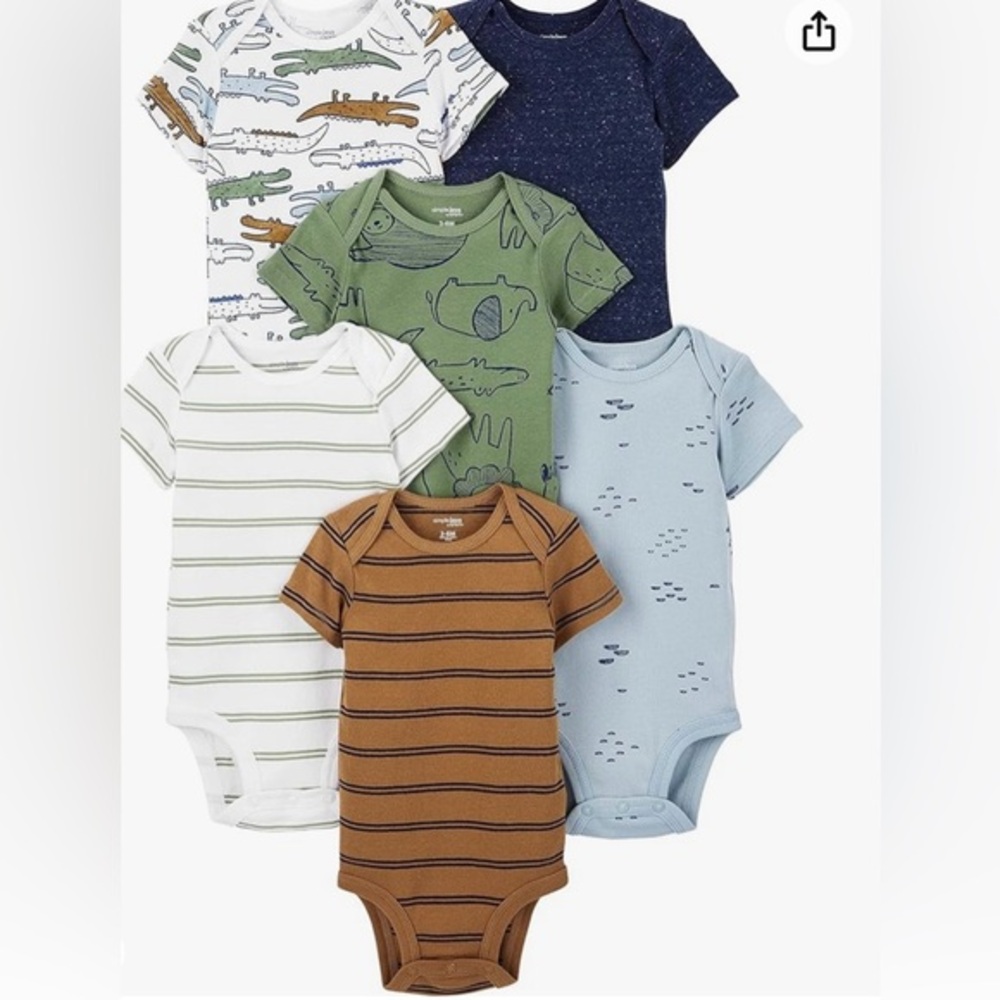 Carter six pack short sleeve bodysuit size 24M New